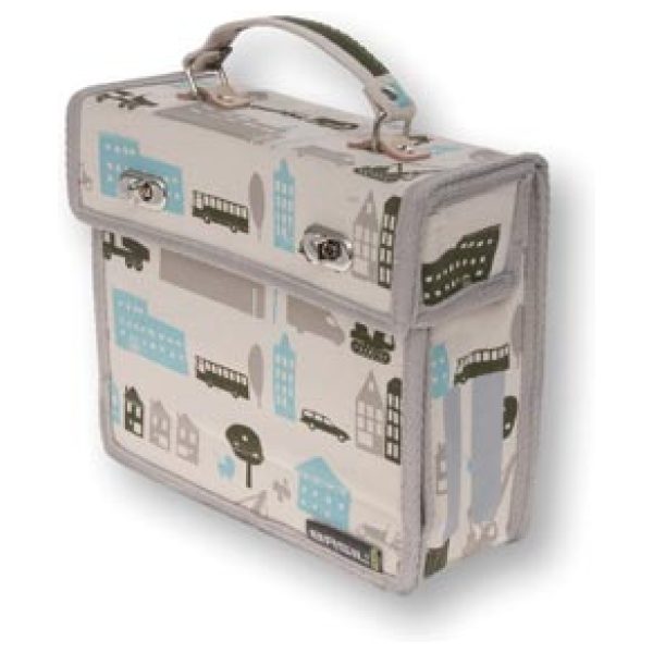 Basil TAS MALAGA XS MEMORIES COTTON/MINT CANVAS 4L Beige / Zwart / Blauw