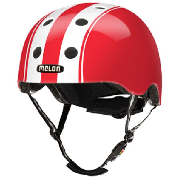 Helm Melon Double White Red M-L (52-58cm) wit/rood