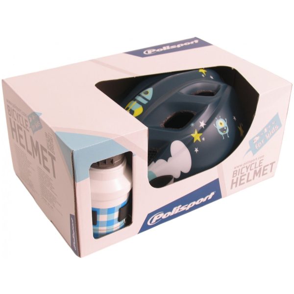 Polisport helm Kinder Spaceship + bidon XS 48-52cm Blauw
