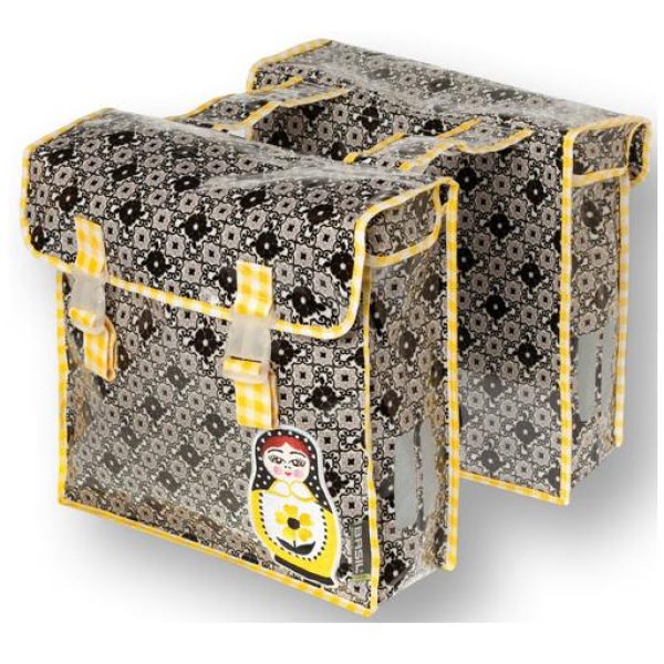 Basil dubb tas Baboushka grey Zwart / Grijs / Geel