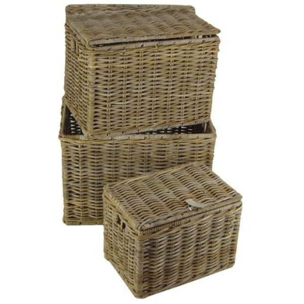 Merkloos MAND ROTAN GREY M/DEKSEL KLEIN NATUREL