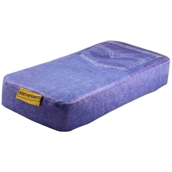 Niet Verkeerd NV zitkussen met Jeans print Blauw