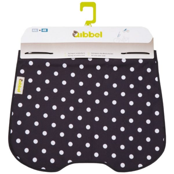 Qibbel windscherm Polka dots zwart Zwart/wit
