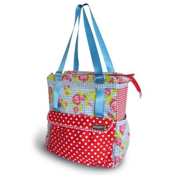Basil shoppertas XL rosa Rood / Blauw / Wit