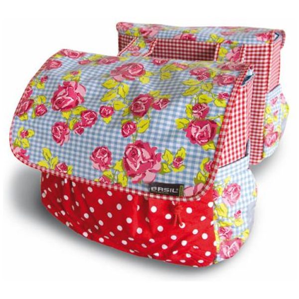 Basil TAS DUBBEL ROSA Rood / Blauw / Lime