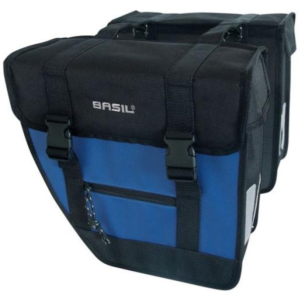 Basil TAS DUBBEL TOUR SCHUIN ZW/DBL Zwart / Blauw