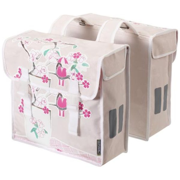 Basil TAS BAS BLOSSOM SCRAP DUBBEL ROSE 35L Roze / Wit
