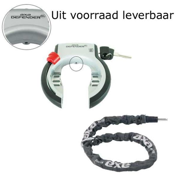 Axa slot set Defender + kett 100 Zilver / Zwart / Grijs