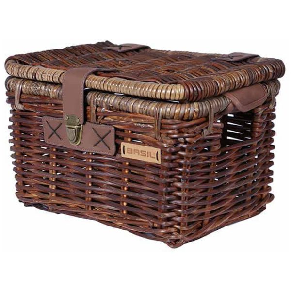 Basil mand riet Denton S 19L + deksel brown 35x24x Bruin