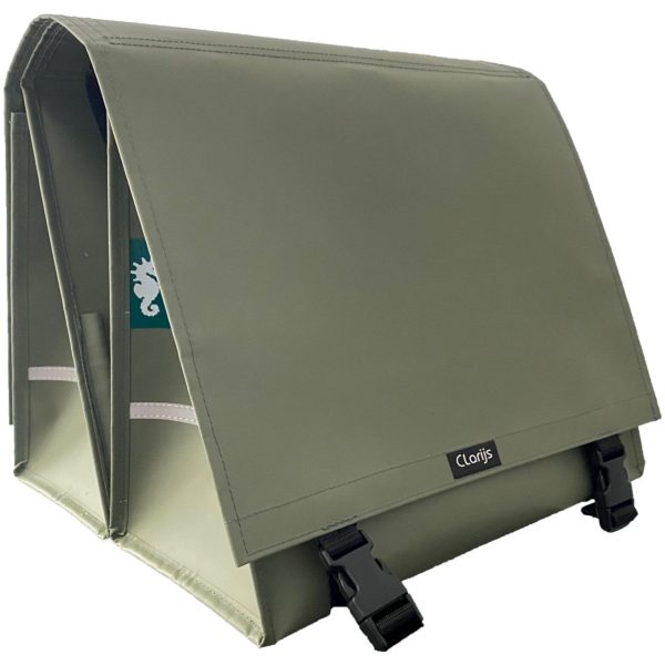 Clarijs fietstas dubbel XL PVC 46L matt olijf Olijfgroen
