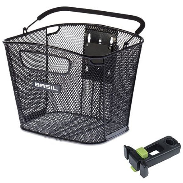 Basil mand Bold front KF + stuurpen houder KF 26L Black
