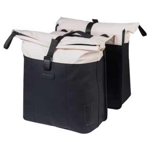 Basil fietstas dubbel Vive gebroken wit/zwart MIK Off White/Black