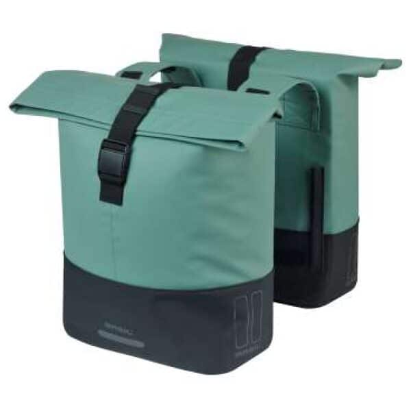 Basil fietstas dubbel Cove zilvergroen/zwart 28-32 Silvergreen/Black