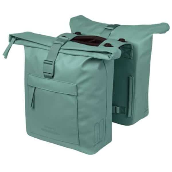 Basil fietstas dubbel Brooklyn zilver groen MIK 41 Silvergreen